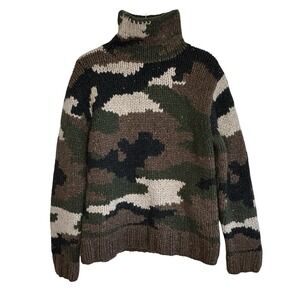NLST Army Chunky Camo Sweater Medium Wool Cashmere Streetwear Grunge Japan